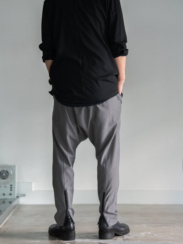 Drawstring Sarouel Zip Pants 【STONE GRAY】 - PRY
