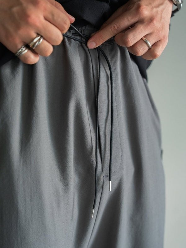Drawstring Sarouel Zip Pants 【STONE GRAY】 - PRY