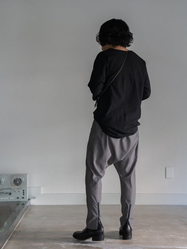 Drawstring Sarouel Zip Pants 【STONE GRAY】 - PRY