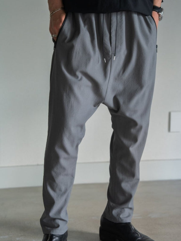 Drawstring Sarouel Zip Pants 【STONE GRAY】 - PRY
