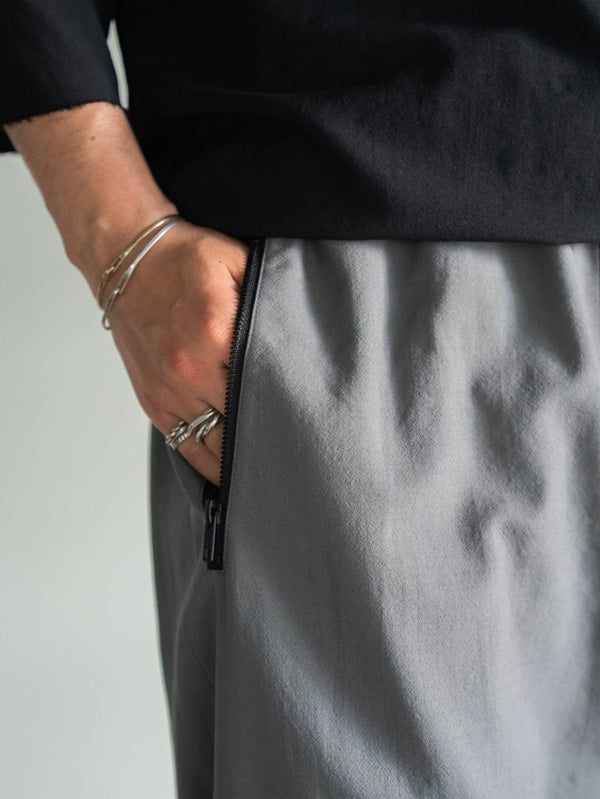 Drawstring Sarouel Zip Pants 【STONE GRAY】 - PRY