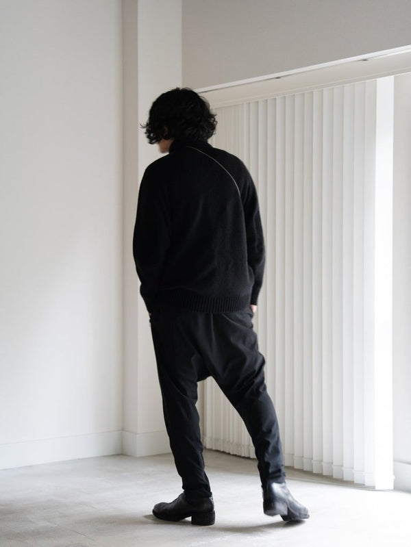 Drawstring Sarouel Zip Pants【BLACK】 - PRY