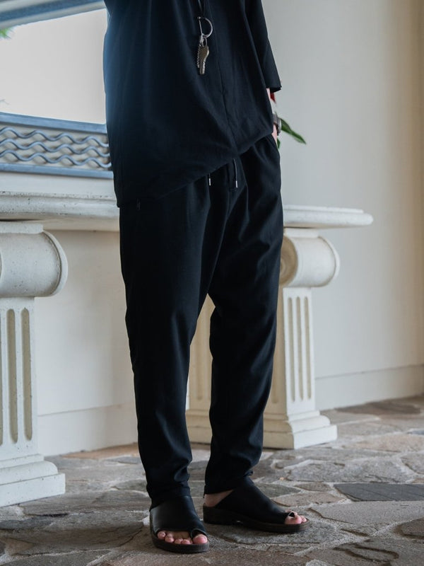 Drawstring Sarouel Zip Pants【BLACK】 - PRY