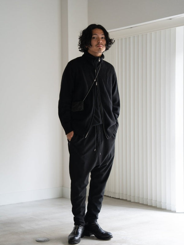 Drawstring Sarouel Zip Pants【BLACK】 - PRY