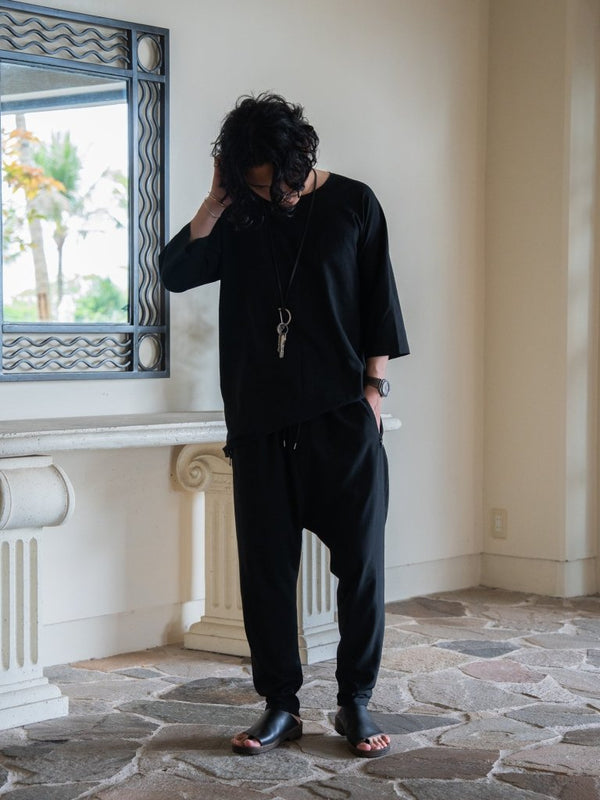 Drawstring Sarouel Zip Pants【BLACK】 - PRY