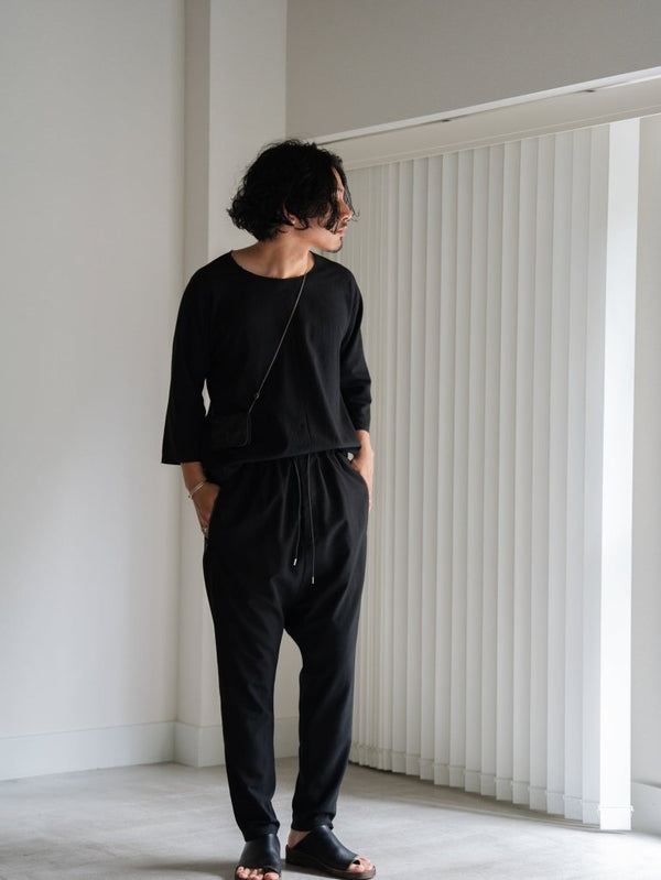 Drawstring Sarouel Zip Pants【BLACK】 - PRY