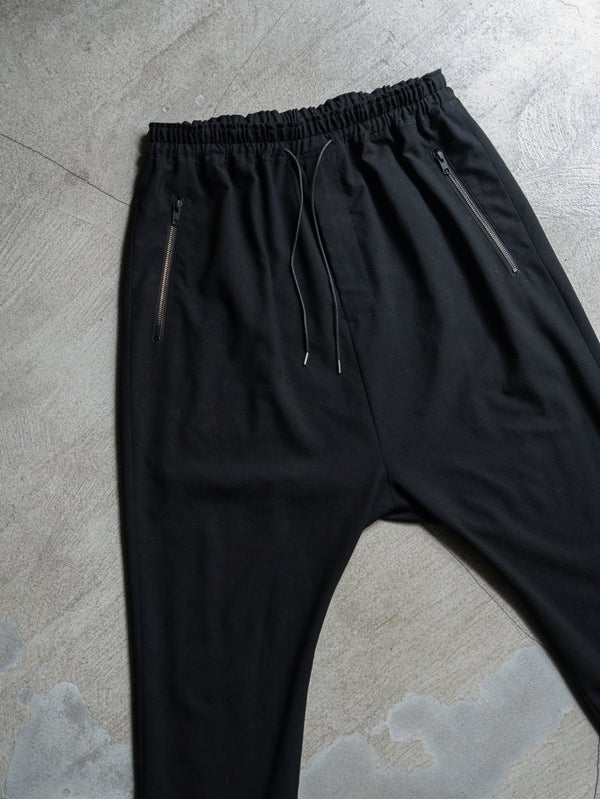 Drawstring Sarouel Zip Pants【BLACK】 - PRY