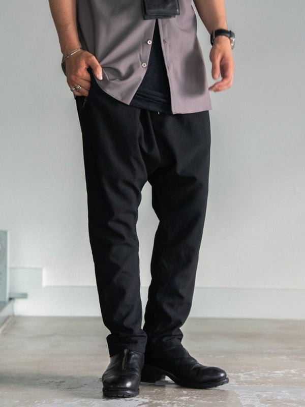 Drawstring Sarouel Zip Pants【BLACK】 - PRY