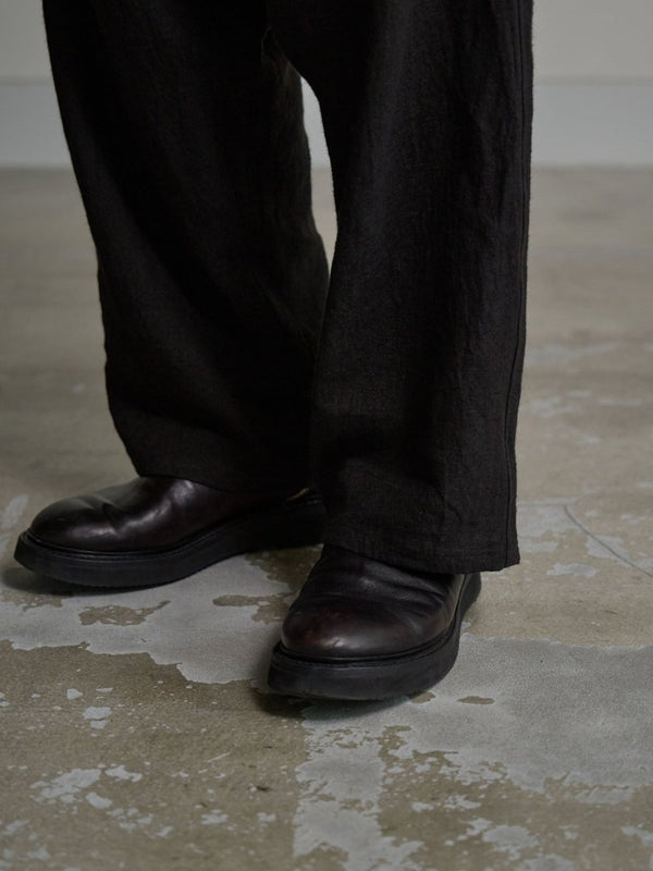 Dry Serge Sarouel Wide Pants [BLACK] - PRY