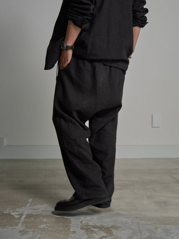 Dry Serge Sarouel Wide Pants [BLACK] - PRY