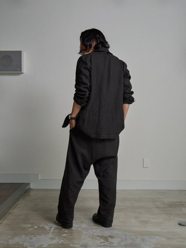 Dry Serge Sarouel Wide Pants [BLACK] - PRY