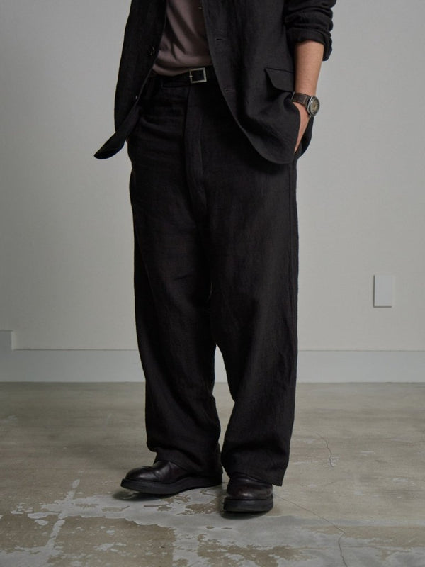 Dry Serge Sarouel Wide Pants [BLACK] - PRY