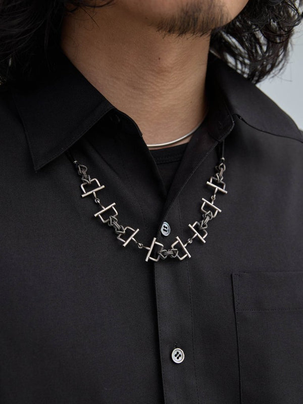 Horsebit Leather Necklace [Silver925] - PRY