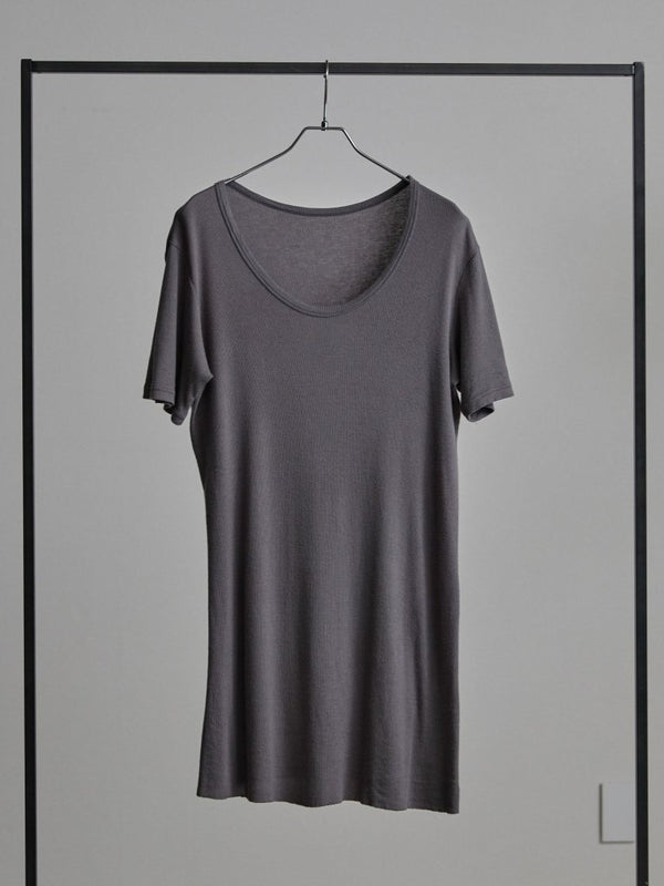 Modal Cotton Layered U - neck T-shirt【ASH GRAY】 - PRY
