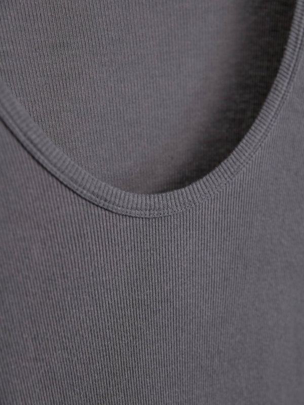 Modal Cotton Layered U - neck T-shirt【ASH GRAY】 - PRY