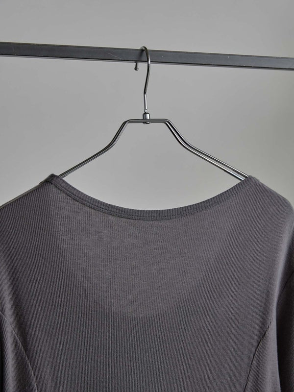 Modal Cotton Layered U - neck T-shirt【ASH GRAY】 - PRY