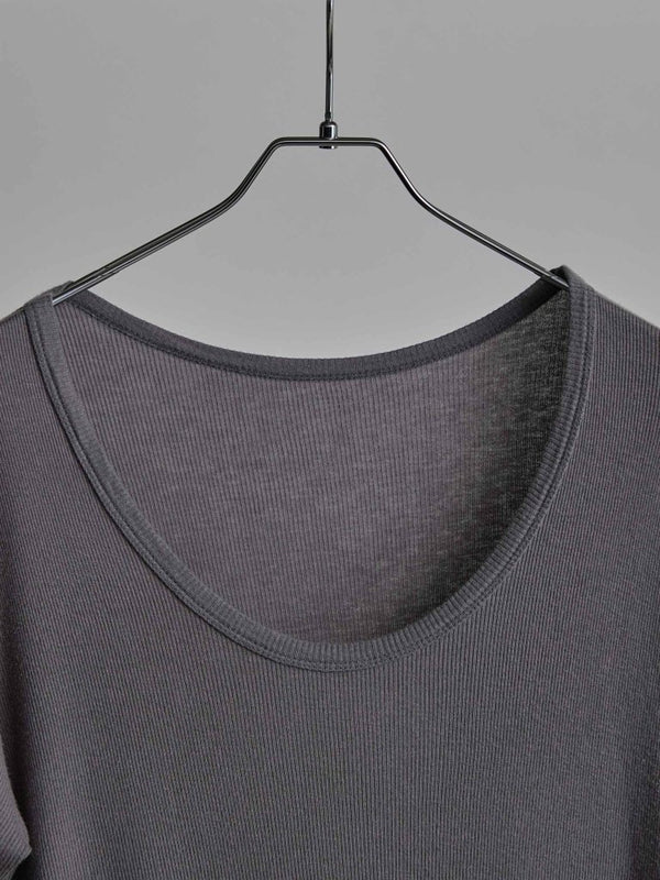 Modal Cotton Layered U - neck T-shirt【ASH GRAY】 - PRY