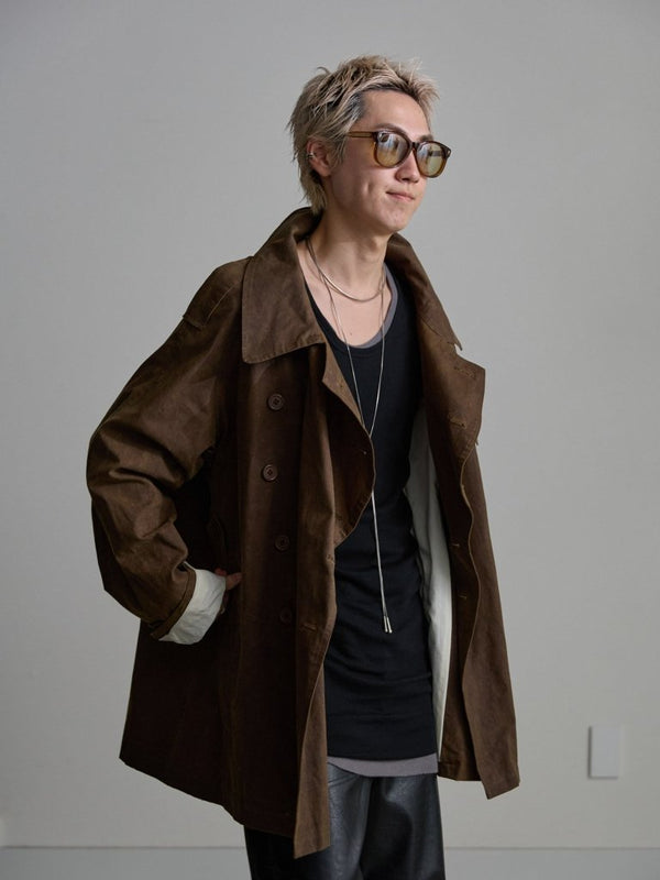 Modal Cotton Layered U - neck T-shirt【ASH GRAY】 - PRY