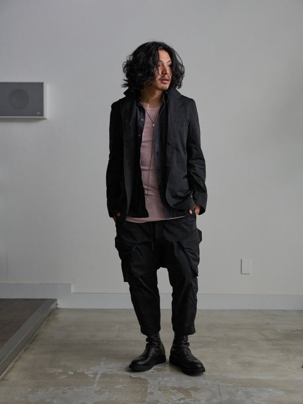 Modal Cotton Layered U - neck T-shirt【ASH PINK】 - PRY