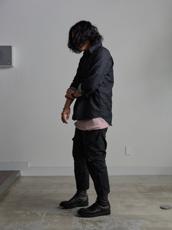 Modal Cotton Layered U - neck T-shirt【ASH PINK】 - PRY