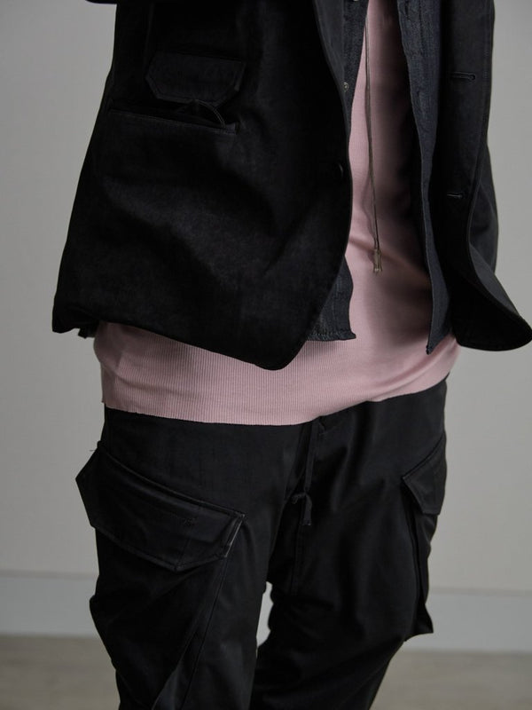 Modal Cotton Layered U - neck T-shirt【ASH PINK】 - PRY