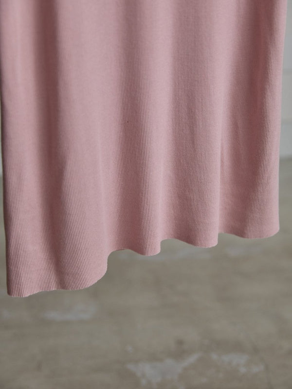 Modal Cotton Layered U - neck T-shirt【ASH PINK】 - PRY