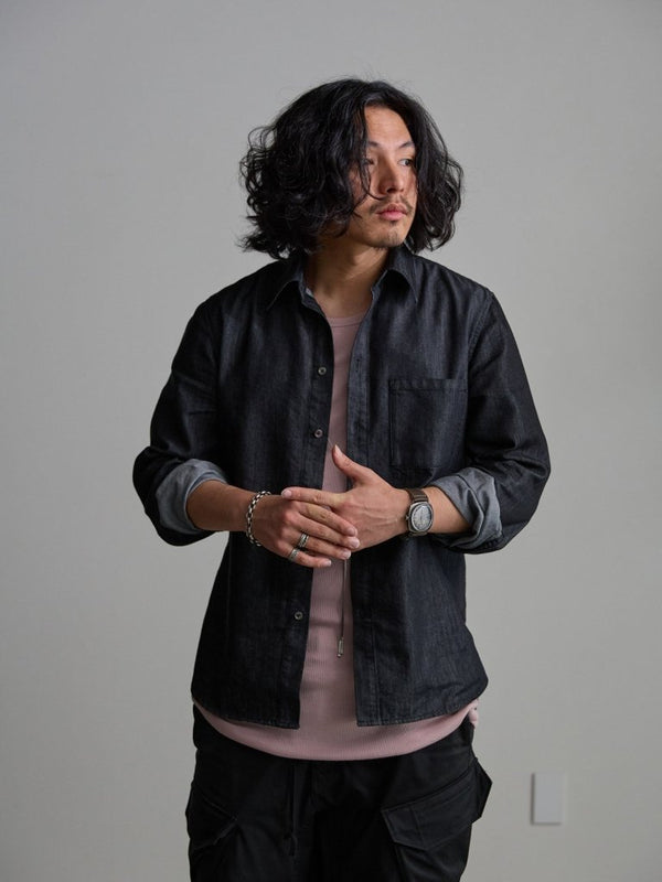 Modal Cotton Layered U - neck T-shirt【ASH PINK】 - PRY