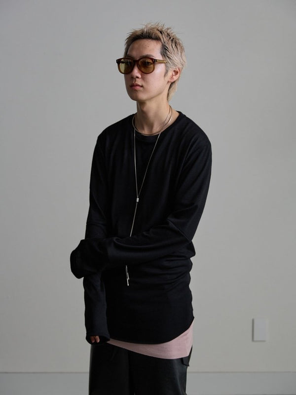 Modal Cotton Layered U - neck T-shirt【ASH PINK】 - PRY
