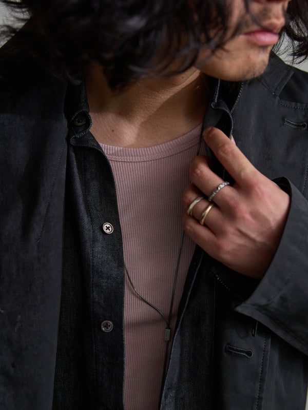 Modal Cotton Layered U - neck T-shirt【ASH PINK】 - PRY