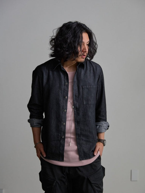 Modal Cotton Layered U - neck T-shirt【ASH PINK】 - PRY