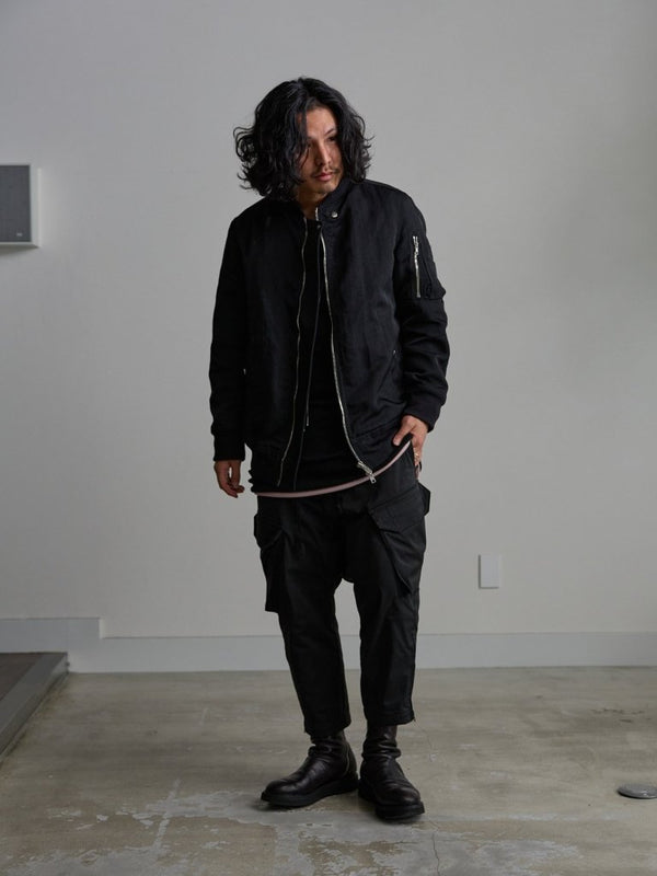 Modal Cotton Layered U - neck T-shirt【BLACK】 - PRY