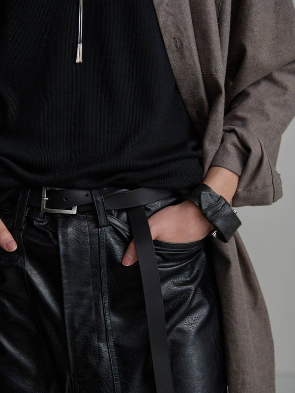 Modal Cotton Layered U - neck T-shirt【BLACK】 - PRY