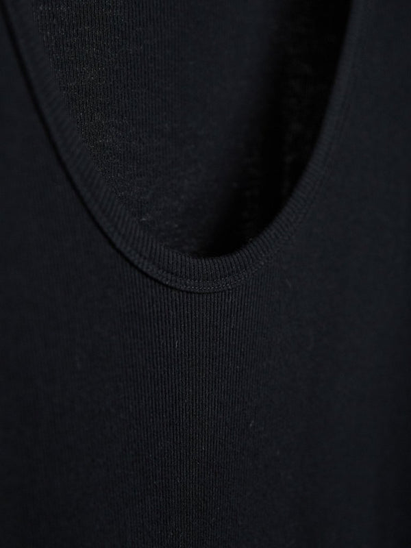 Modal Cotton Layered U - neck T-shirt【BLACK】 - PRY