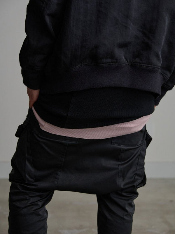 Modal Cotton Layered U - neck T-shirt【BLACK】 - PRY