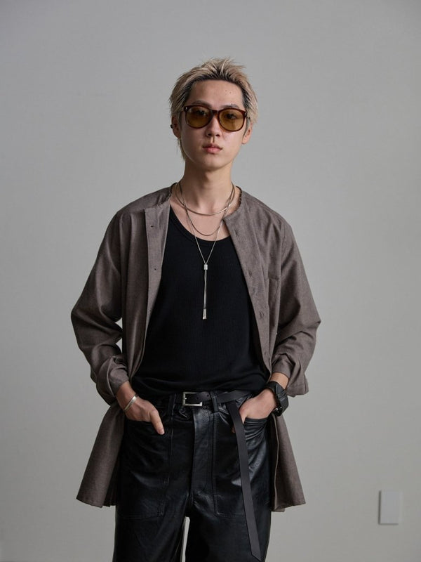 Modal Cotton Layered U - neck T-shirt【BLACK】 - PRY