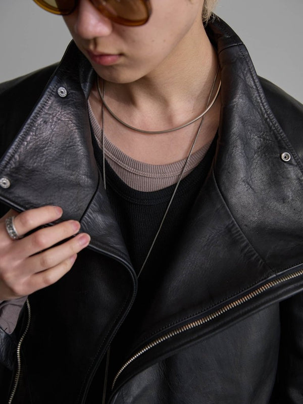 Modal Cotton Layered U - neck T-shirt【BLACK】 - PRY