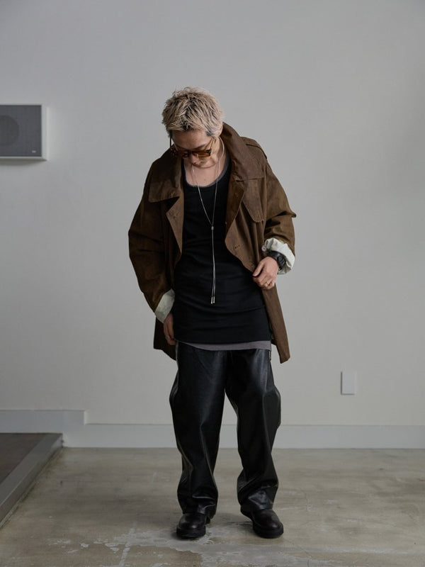 Modal Cotton Layered U - neck T-shirt【BLACK】 - PRY