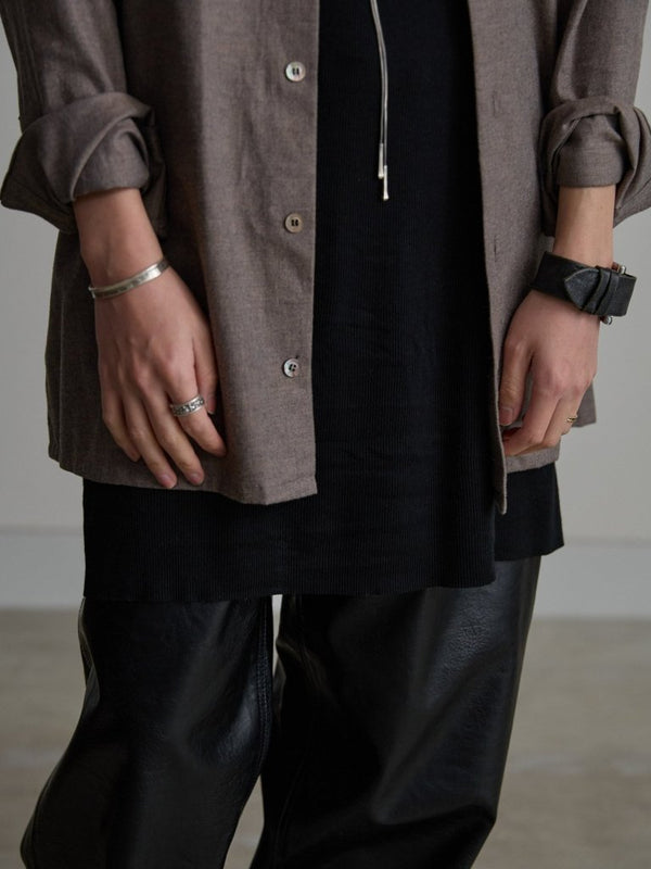 Modal Cotton Layered U - neck T-shirt【BLACK】 - PRY