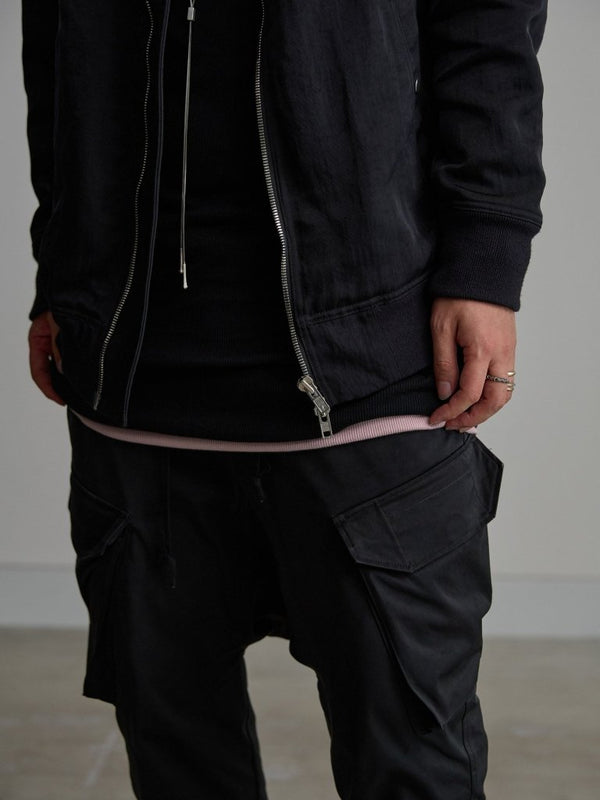 Modal Cotton Layered U - neck T-shirt【BLACK】 - PRY