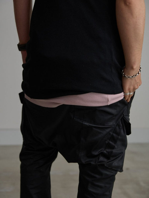 Modal Cotton Layered U - neck T-shirt【BLACK】 - PRY