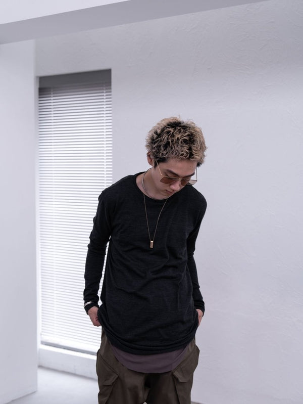 NIKKE Wool Layered L/S T-shirt [CHARCOAL] - PRY