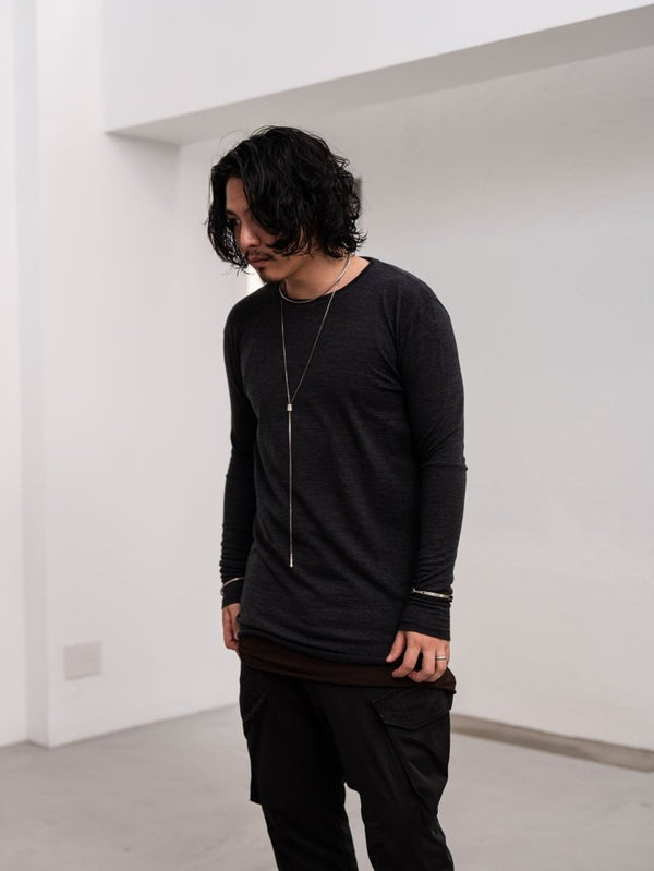 NIKKE Wool Layered L/S T-shirt [CHARCOAL] - PRY