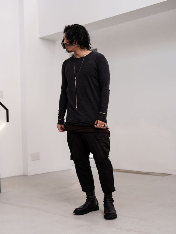 NIKKE Wool Layered L/S T-shirt [CHARCOAL] - PRY
