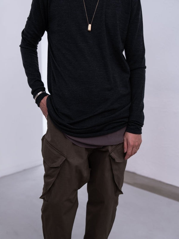 NIKKE Wool Layered L/S T-shirt [CHARCOAL] - PRY