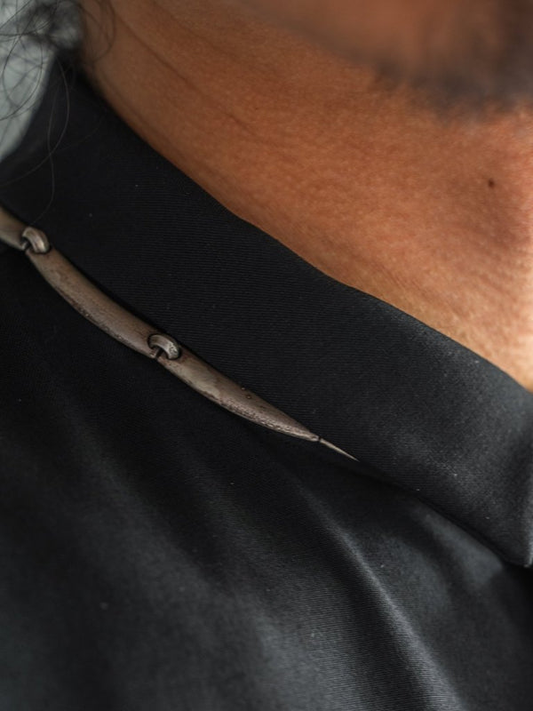 Super100's Button - front Shirt【black】 - PRY