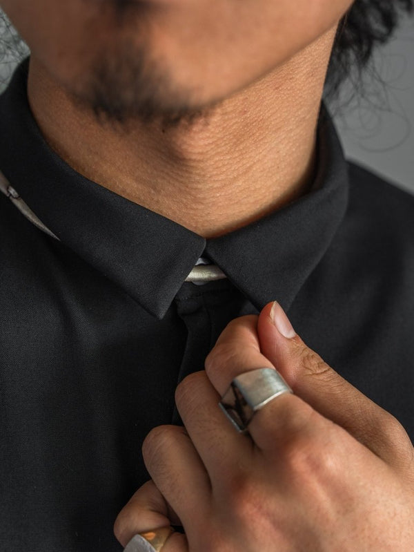 Super100's Button - front Shirt【black】 - PRY