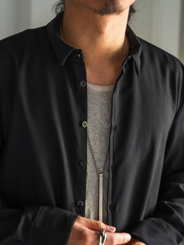 Super100's Button - front Shirt【black】 - PRY