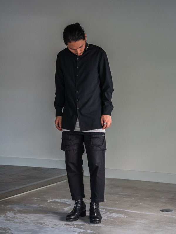 Super100's Button - front Shirt【black】 - PRY