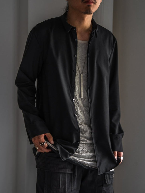 Super100's Button - front Shirt【black】 - PRY