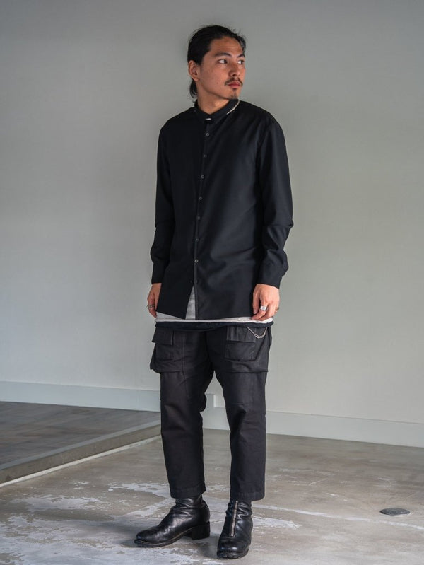 Super100's Button - front Shirt【black】 - PRY